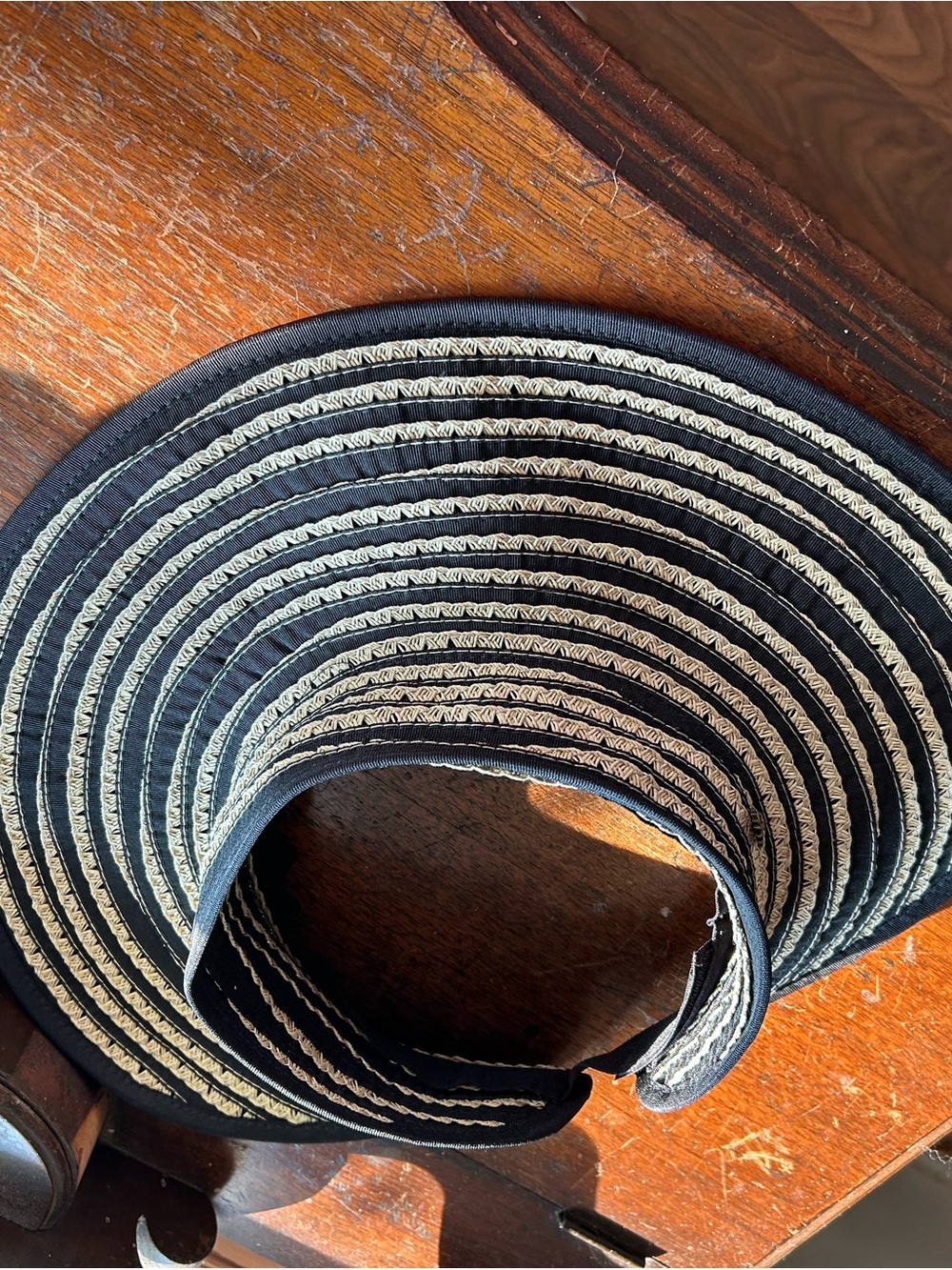 Tommy Bahama Black and Natural Straw Open-Top Visor